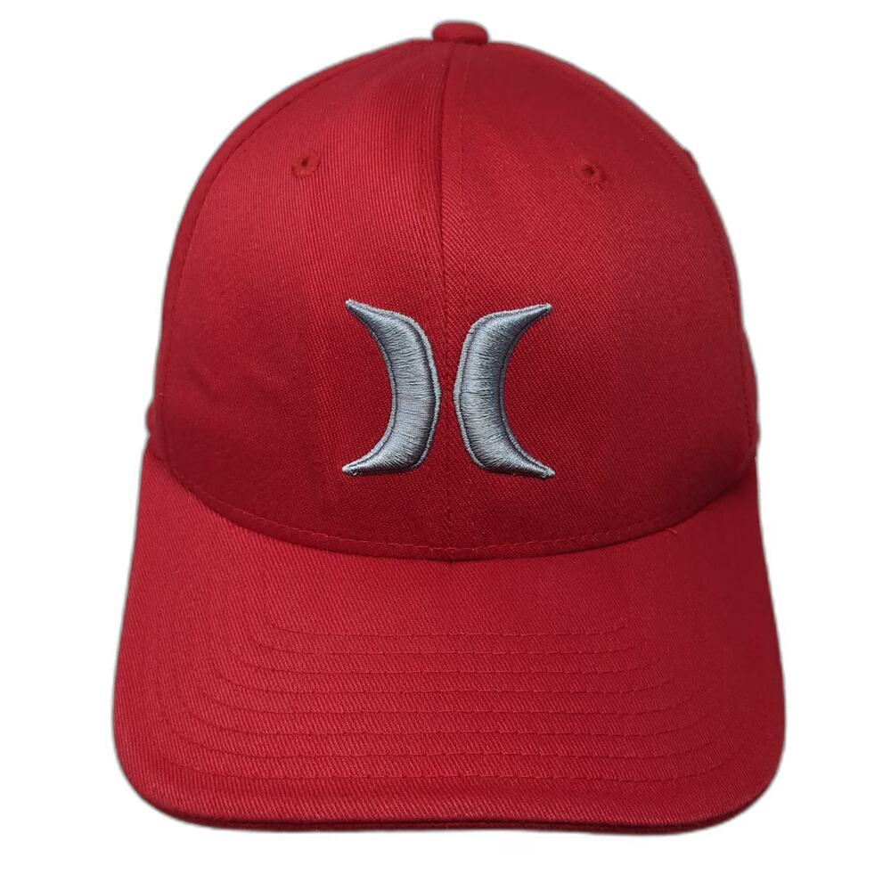 Hurley Baseball Cap Red OSFM Embroidered Icon Flexfit Stretch Fit Yupoong Hat